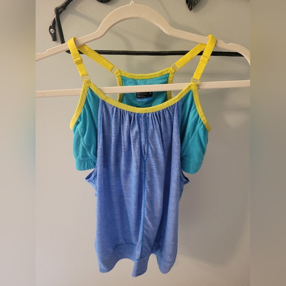 Icebreaker Spirit tank, merino wool, size L, blue and yellow - Picture 3 of 7